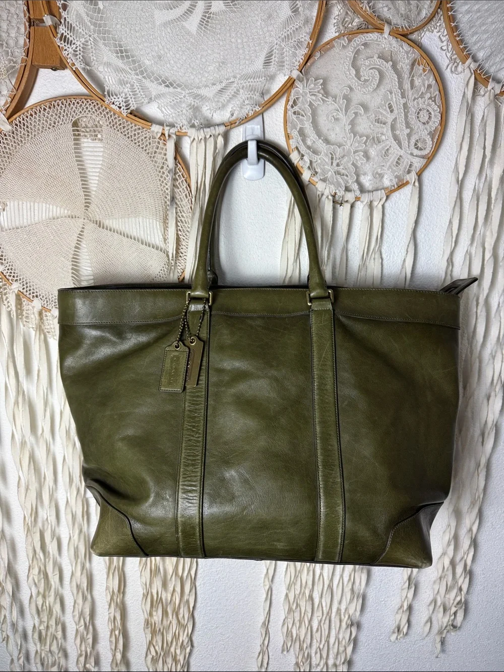Coach Bleecker Legacy Weekend Large Leather Tote in Olive Green - Picture 2 of 15